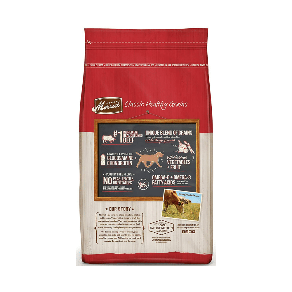 Merrick Classic Healthy Grains Real Beef & Brown Rice Recipe with Ancient Grains Dry Dog Food. 25 Pounds