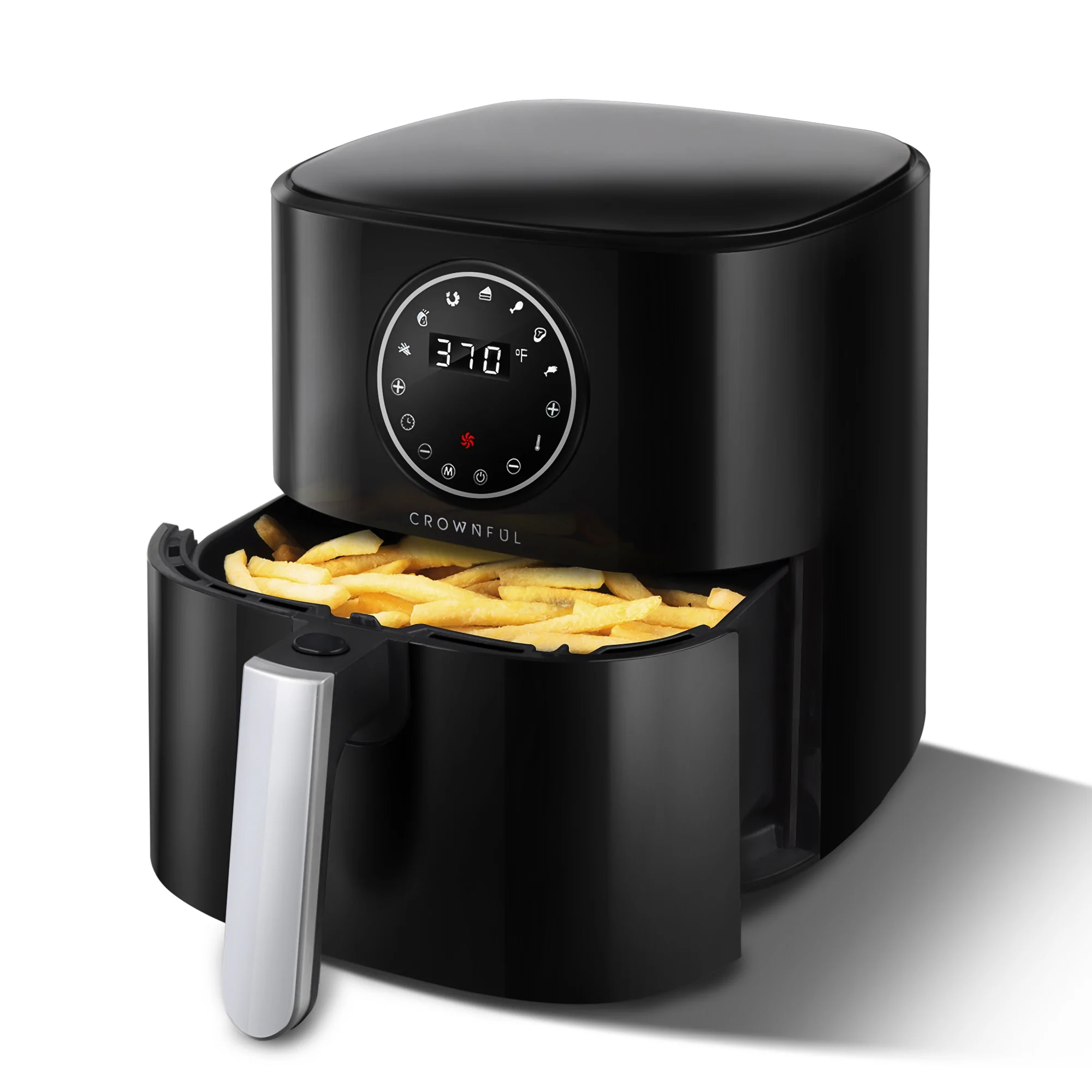 Crownful 5-Quart Air Fryer. Electric Hot Oven Oilless Cooker with LCD Digital Touch Screen. Black