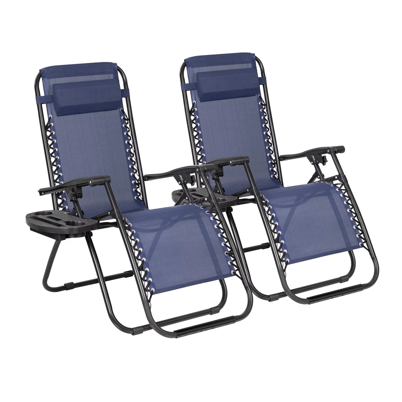 Lacoo 2 Pack Utility Tray Steel Zero-Gravity Chair. Blue