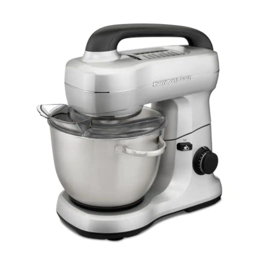 Hamilton Beach 4 Qt. 7-Speed Stainless Steel Stand Mixer with Flat Beater. Dough Hook and Whisk