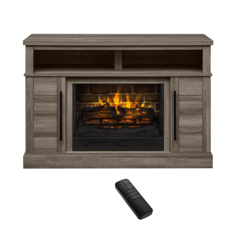 StyleWell Wolcott 48 in. Freestanding Electric Fireplace TV Stand in Prairie Ash Finish