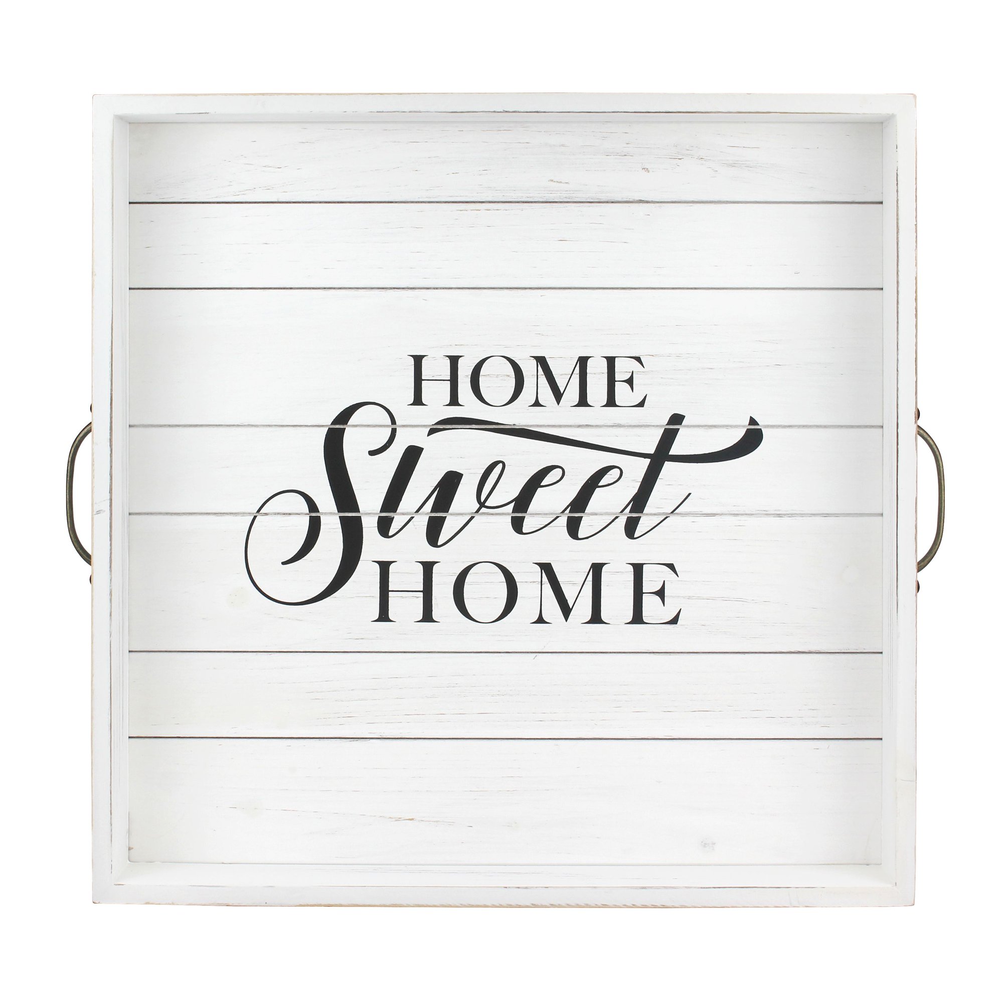 Stonebriar 19.6″ x 18.1″ Solid Wood Decorative “Home Sweet Home” Tray. Off-White