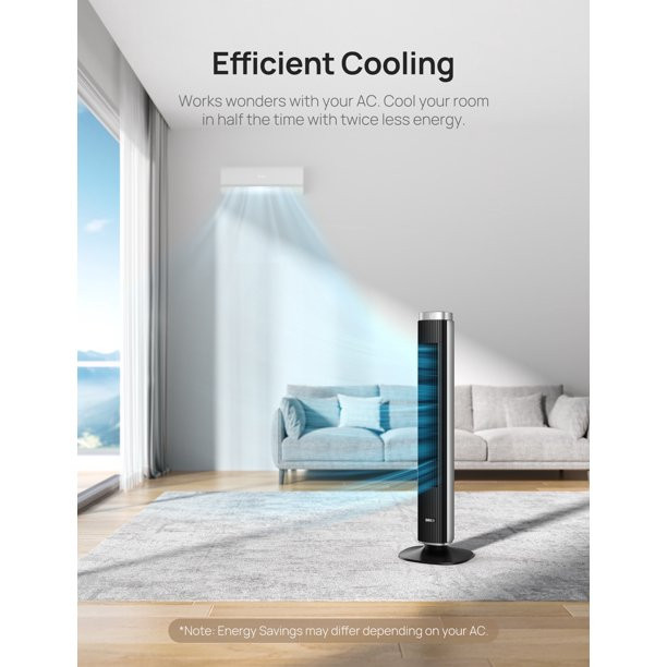 Dreo 42” Large Tower Fan With Remote. 25 DB Quiet DC Portable Bladeless Fan