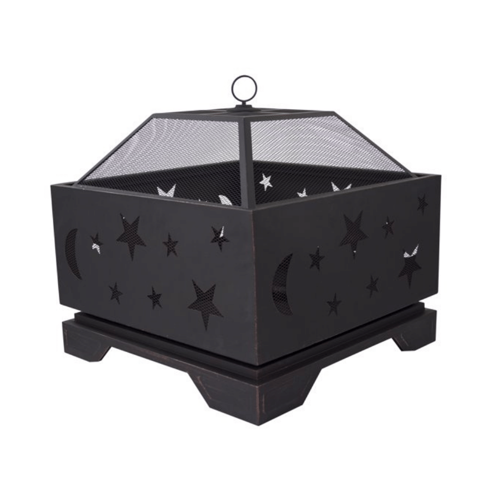 Pleasant Hearth Stargazer Square Steel Wood Burning Fire Pit