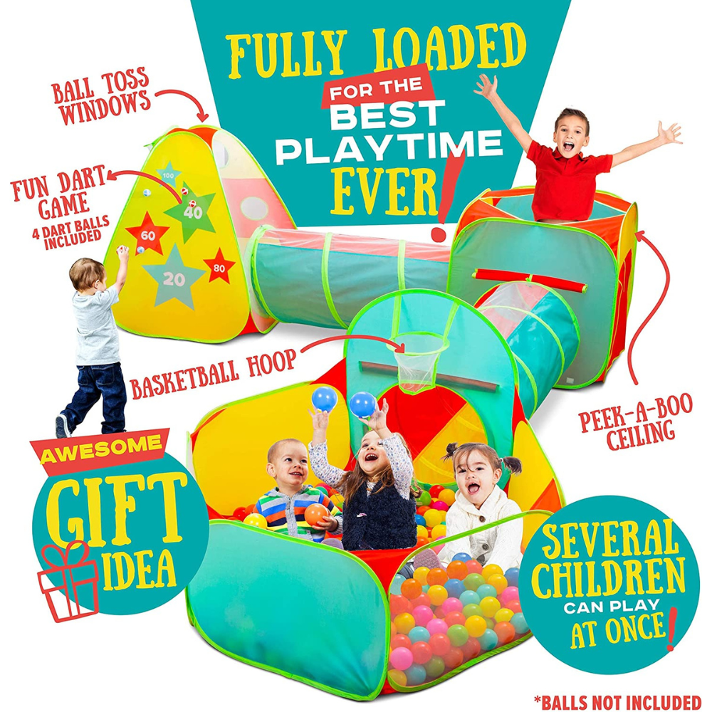 Kiddzery Pop Up Polyester Play Tent. Multi-color