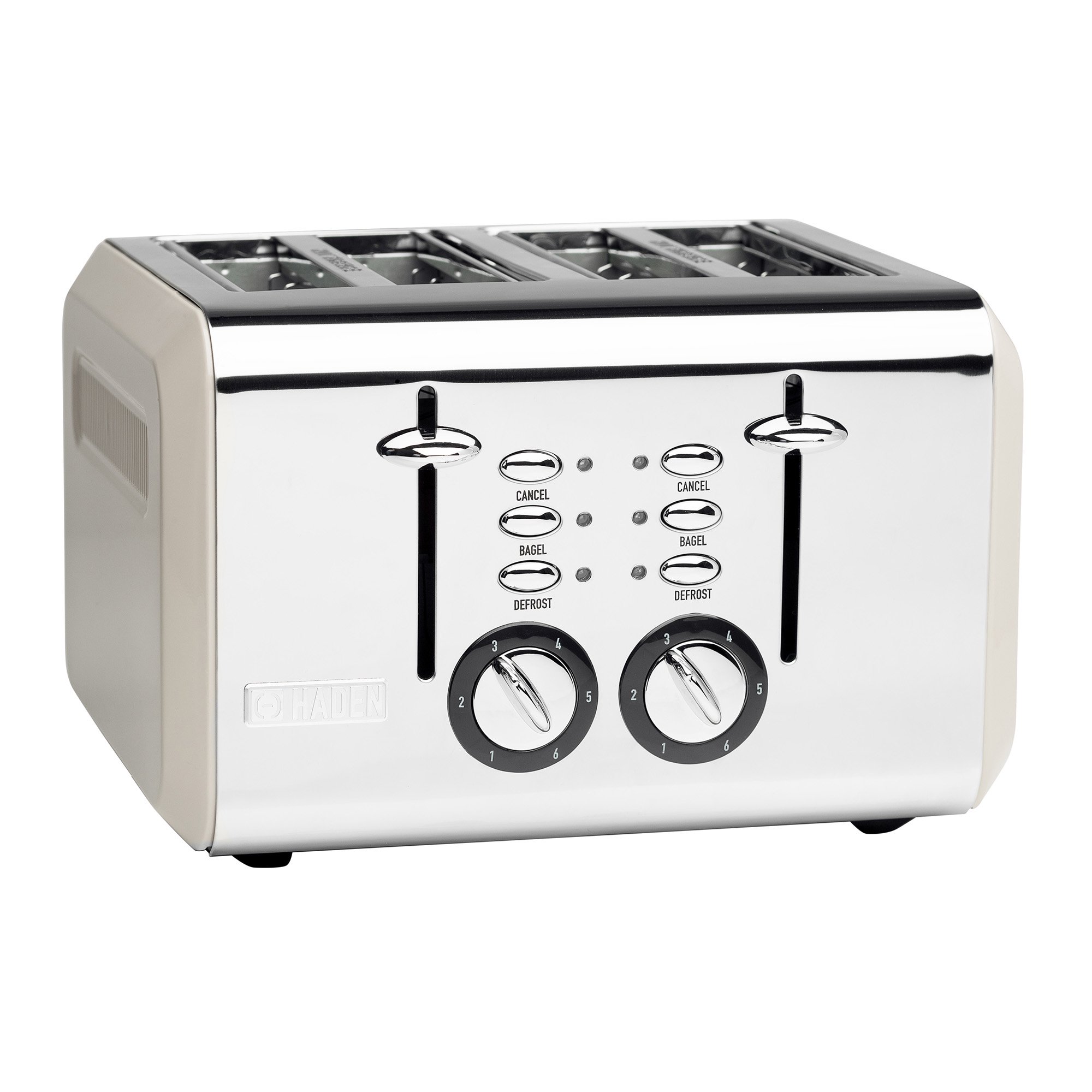 Haden 75011 Cotswold Wide Slot Stainless Steel Retro 4 Slice Toaster. Putty Beige