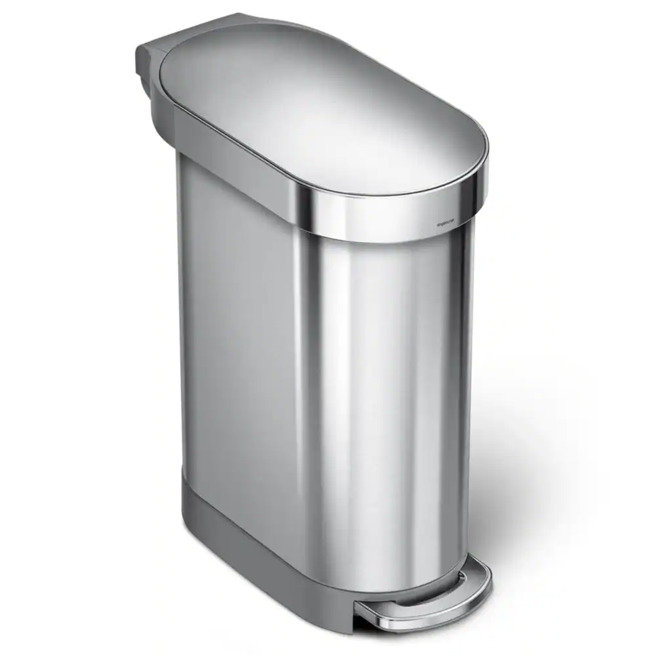 simplehuman 45-Liter Fingerprint-Proof Brushed Stainless Steel Slim Step-On Trash Can