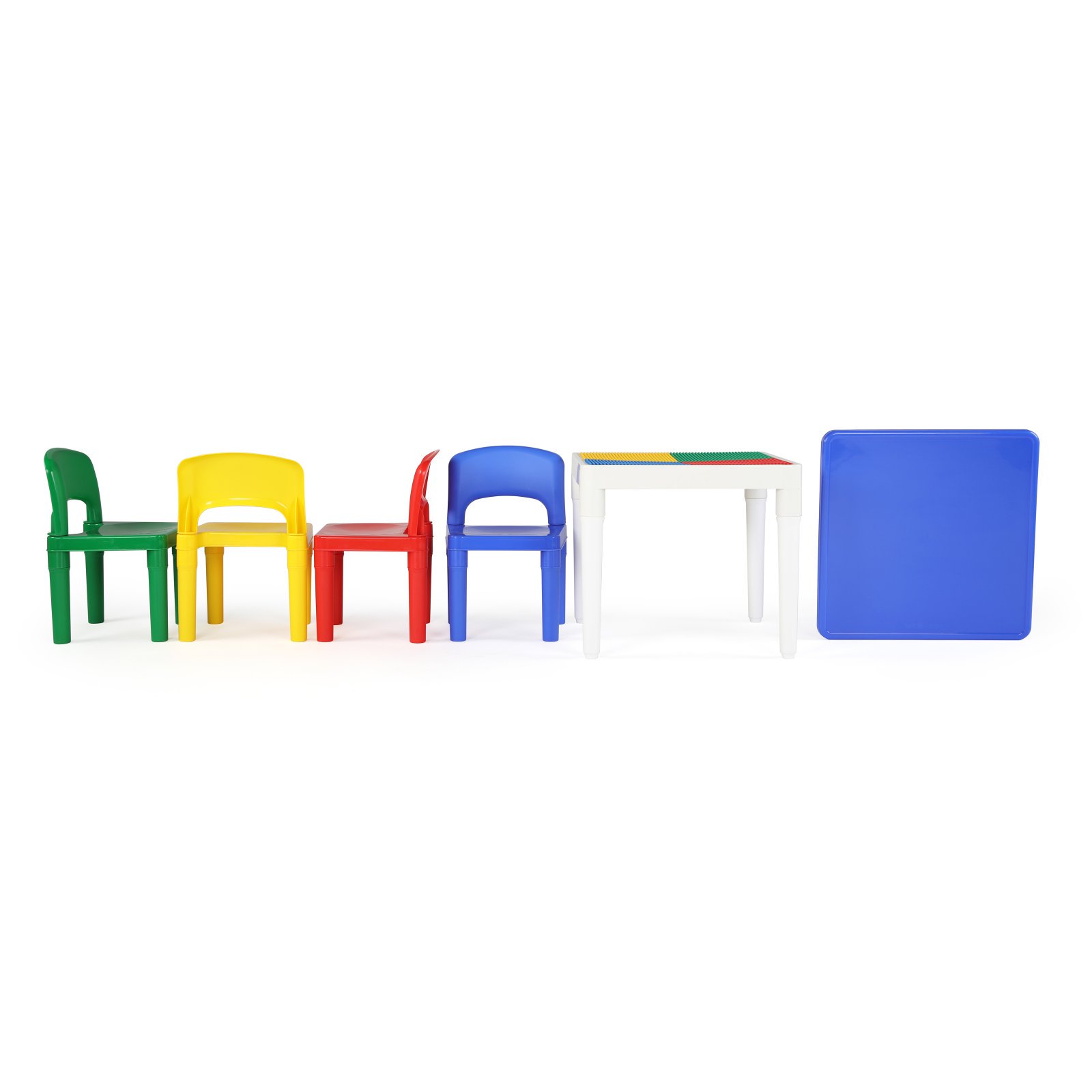 Humble Crew Playtime 2-in-1 Building Blocks-Compatible 5 Piece Square Table and Chair Set