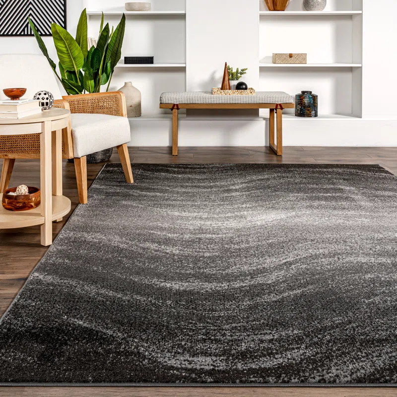 Wrought Studio Allysah Abstract Power Loom Performance Gray Rug