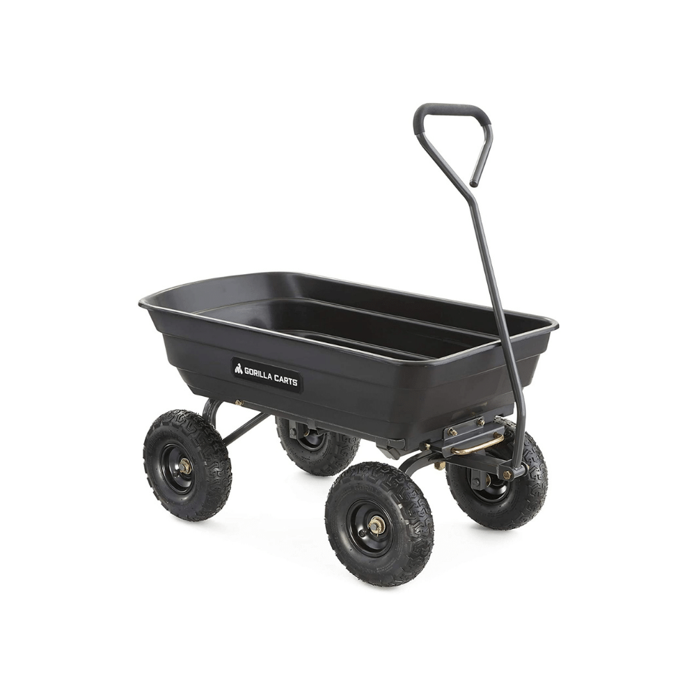 Gorilla Carts Poly Garden Dump Cart with Steel Frame and 10-in. Pneumatic Tires/ 600-Pound Capacity