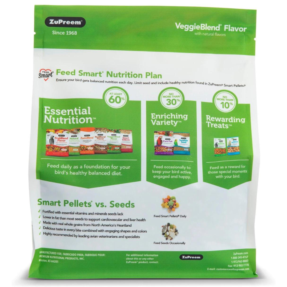 ZuPreem VeggieBlend Flavor Parrot & Conure Food. 17.5-lb bag