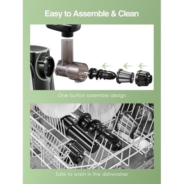 Brewsly Slow Masticating Juicer Extractor with 2-Speed Modes & Quiet Motor. White