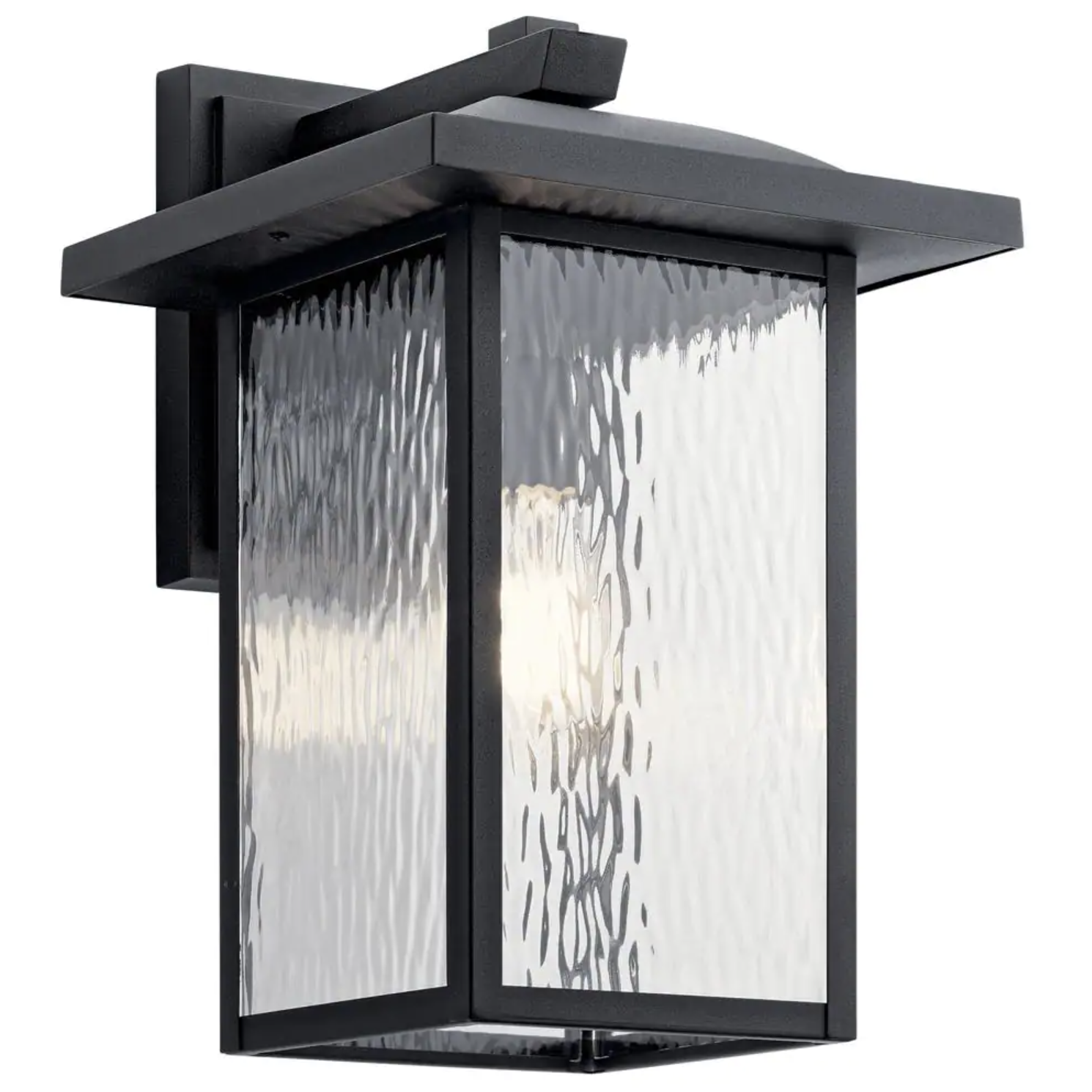 Kichler Capanna 16 in. 1-Light Textured Black Outdoor Light Wall Sconce with Clear Water Glass (1-Pack)