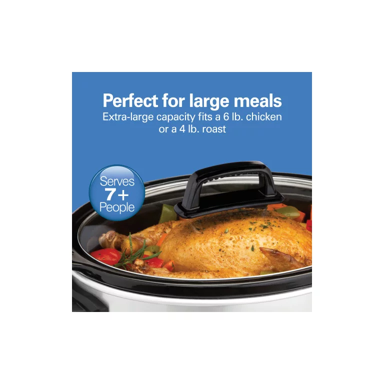 Hamilton Beach Slow Cooker. Large Capacity. Serves 7+. 6 Quarts. Silver. 33665