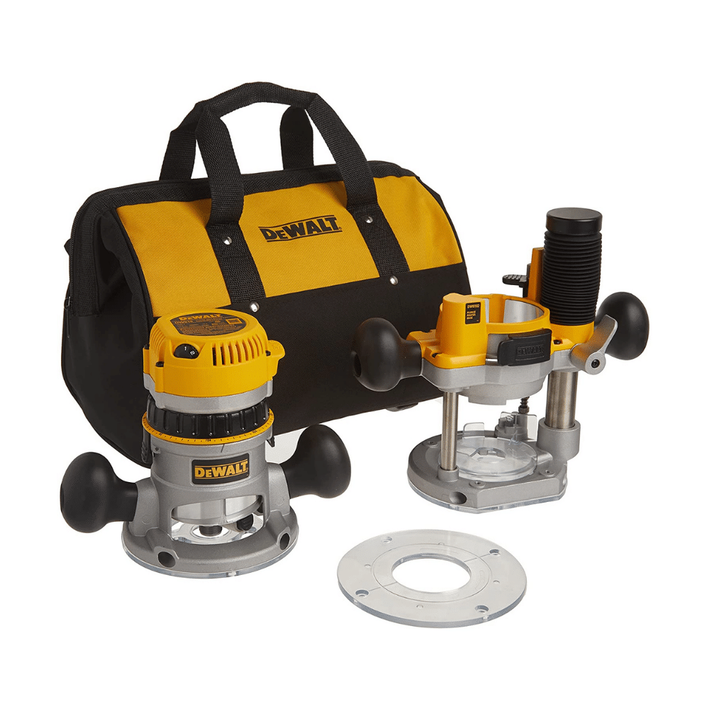 Dewalt Router. Fixed/Plunge Base Kit. Variable Speed. Soft Start. 2-1/4-HP (DW618PKB)