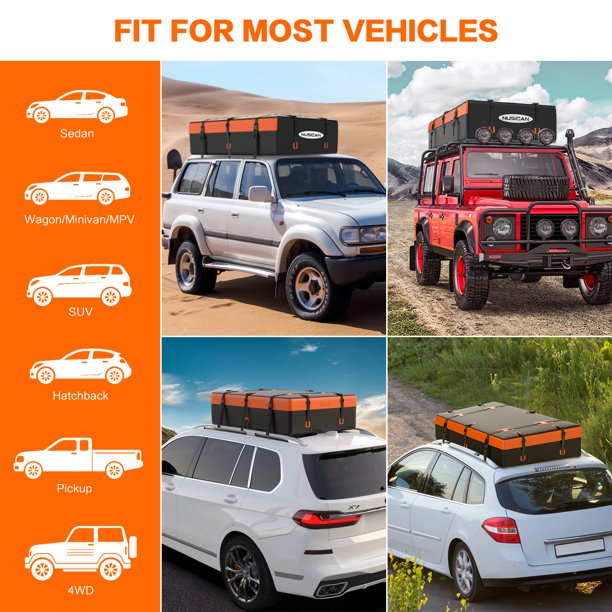 Nusican Car Roof Bag 100% Waterproof Rooftop Cargo Carrier. 21 Cubic feet Car Luggage Storage Bag