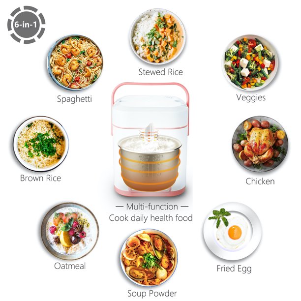 TLOG Digital Mini Rice Cooker 5 Cups Cooked 1.2L With Steam Tray Pink