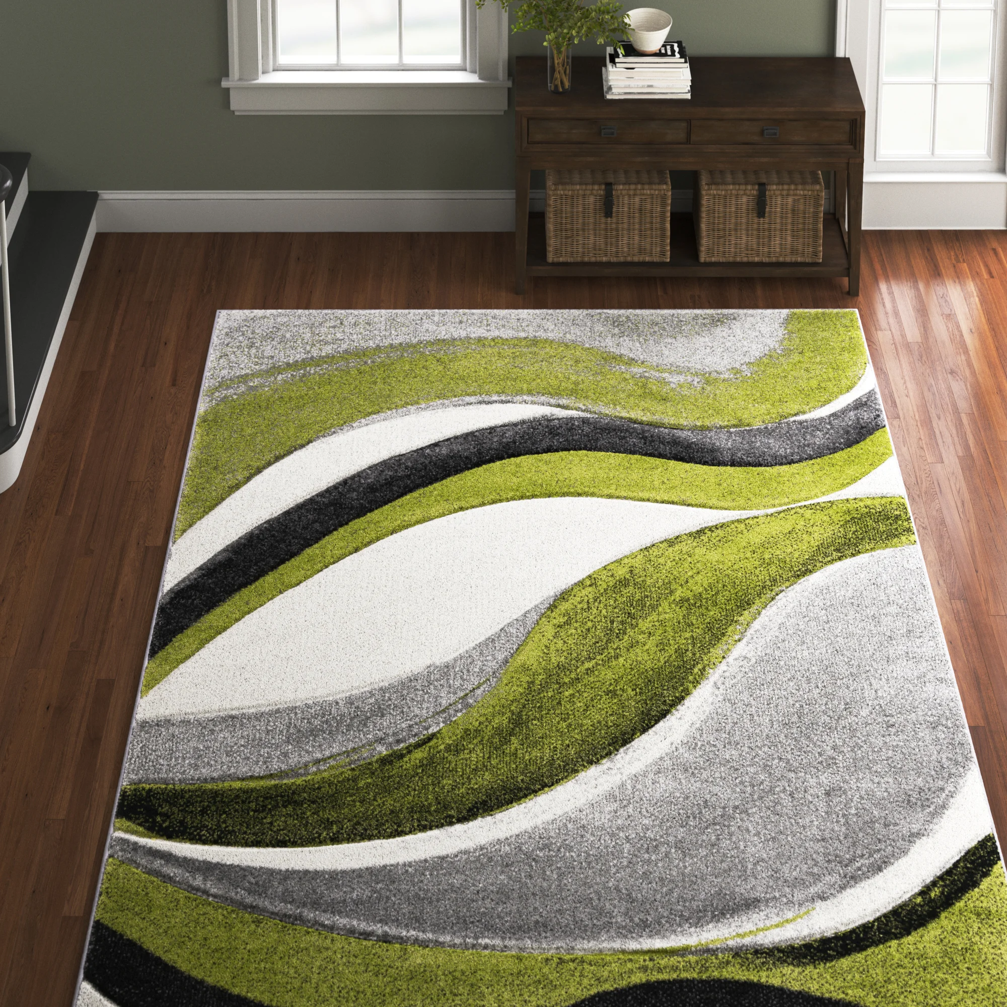 Wade Logan Dubach Performance Gray/Green/White Rug