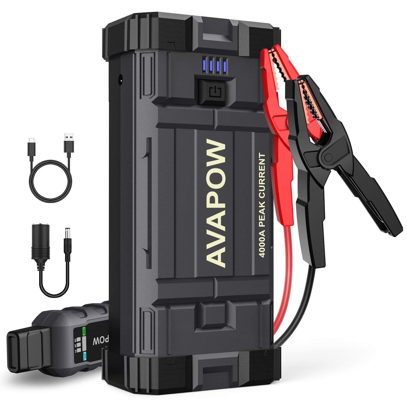 Avapow 4000A Car Battery Jump Starter. 27800 mAh Jump Box for All Gas or Up to 10L Diesel.12V Auto Battery Booster