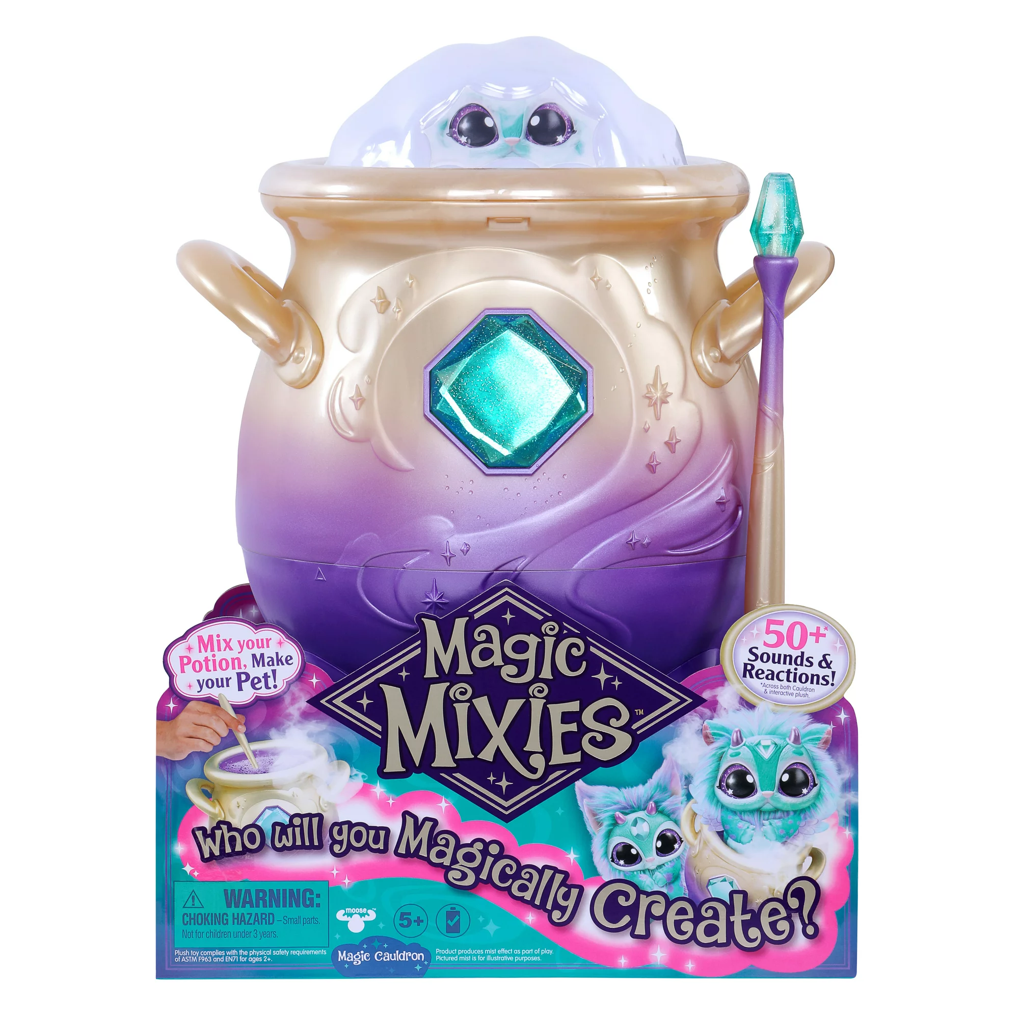 Magic Mixies Magical Misting Cauldron with Interactive 8 inch Blue Plush Toy and 50+ Sounds and Reactions