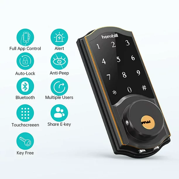 Hornbill Smart Deadbolt. hornbill Keyless Entry Door Lock for Front Door with Keypad