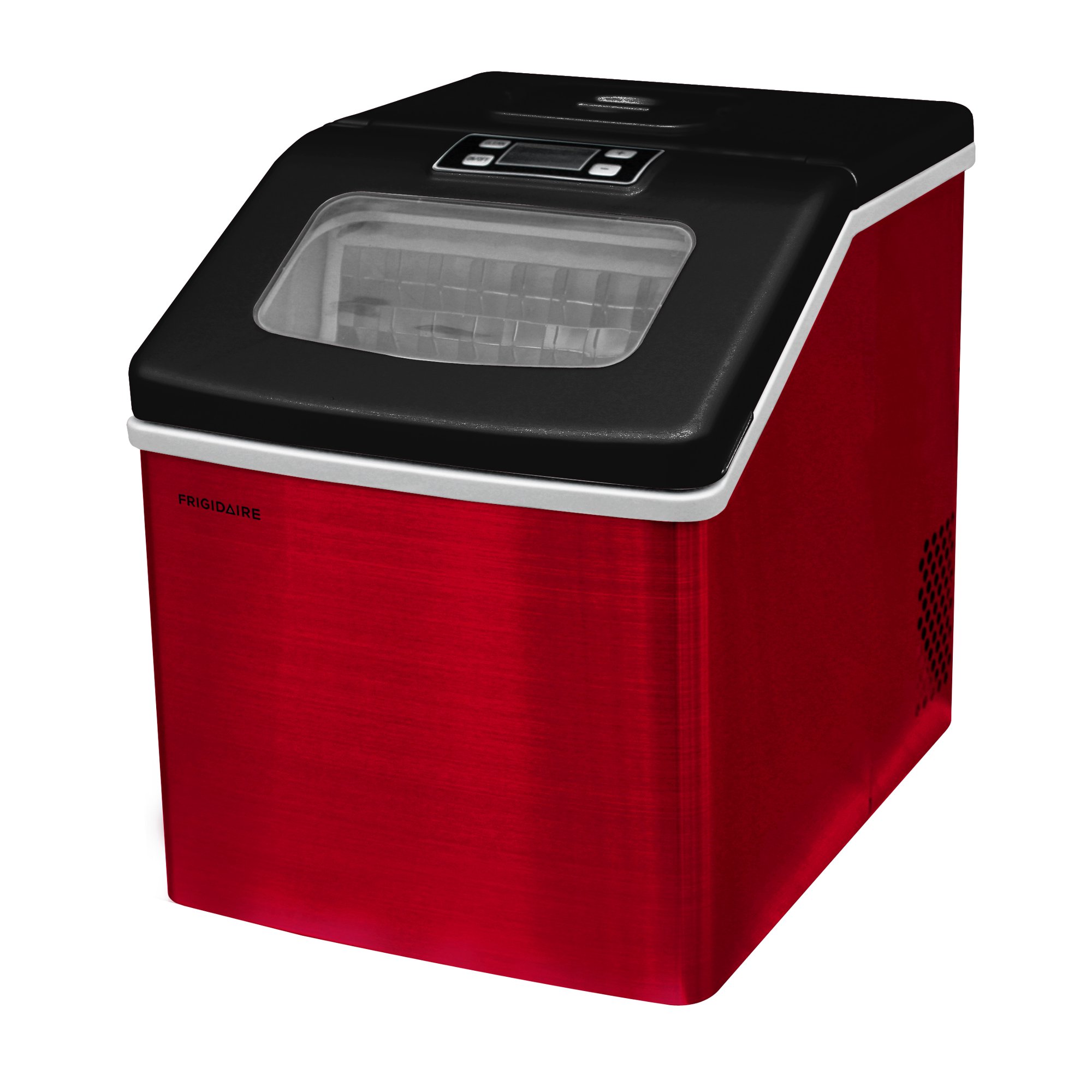 Frigidaire 40 lbs Countertop Clear Square Ice Maker EFIC452. Red Stainless Steel