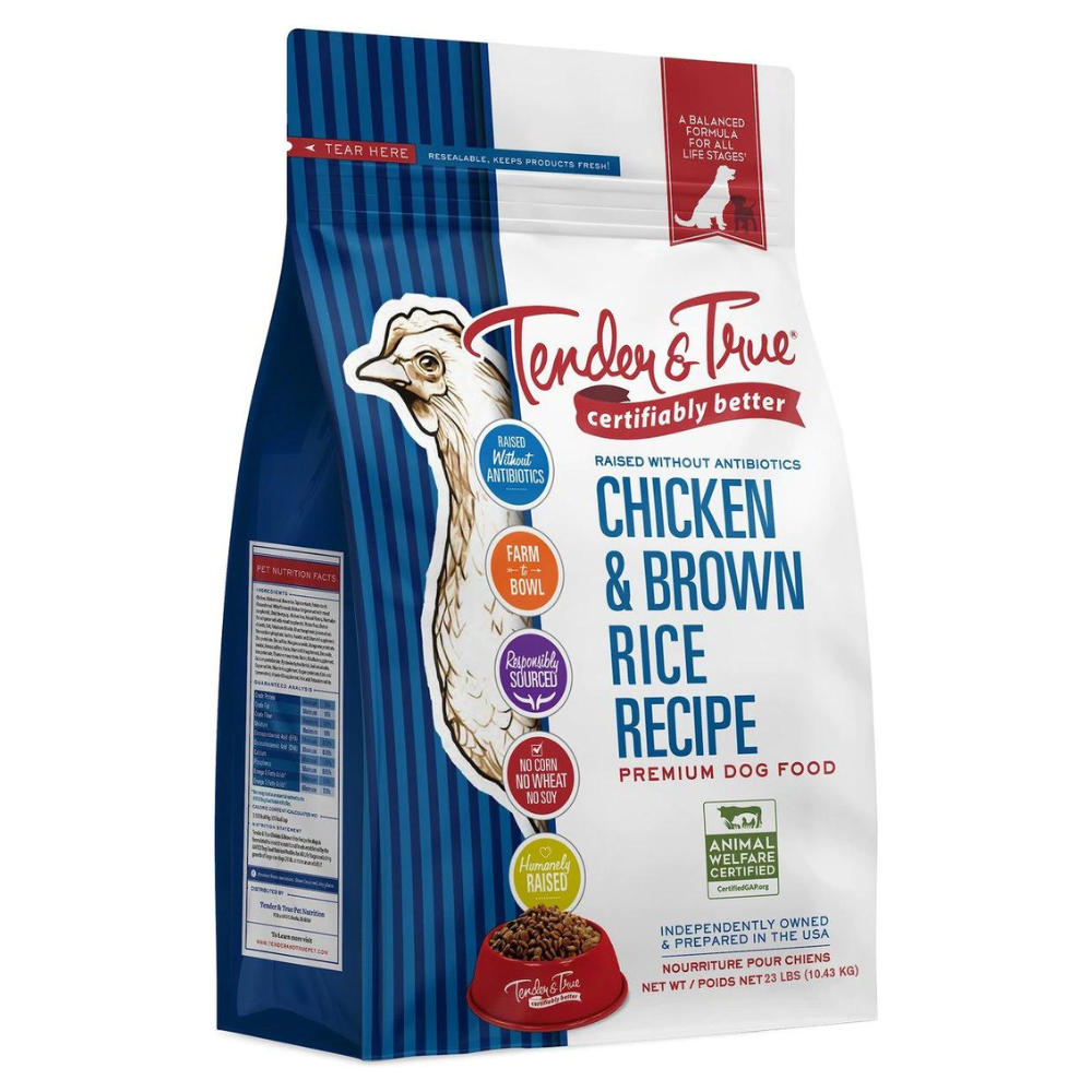Tender & True Chicken & Brown Rice Recipe Dry Dog Food. 23-lb Bag