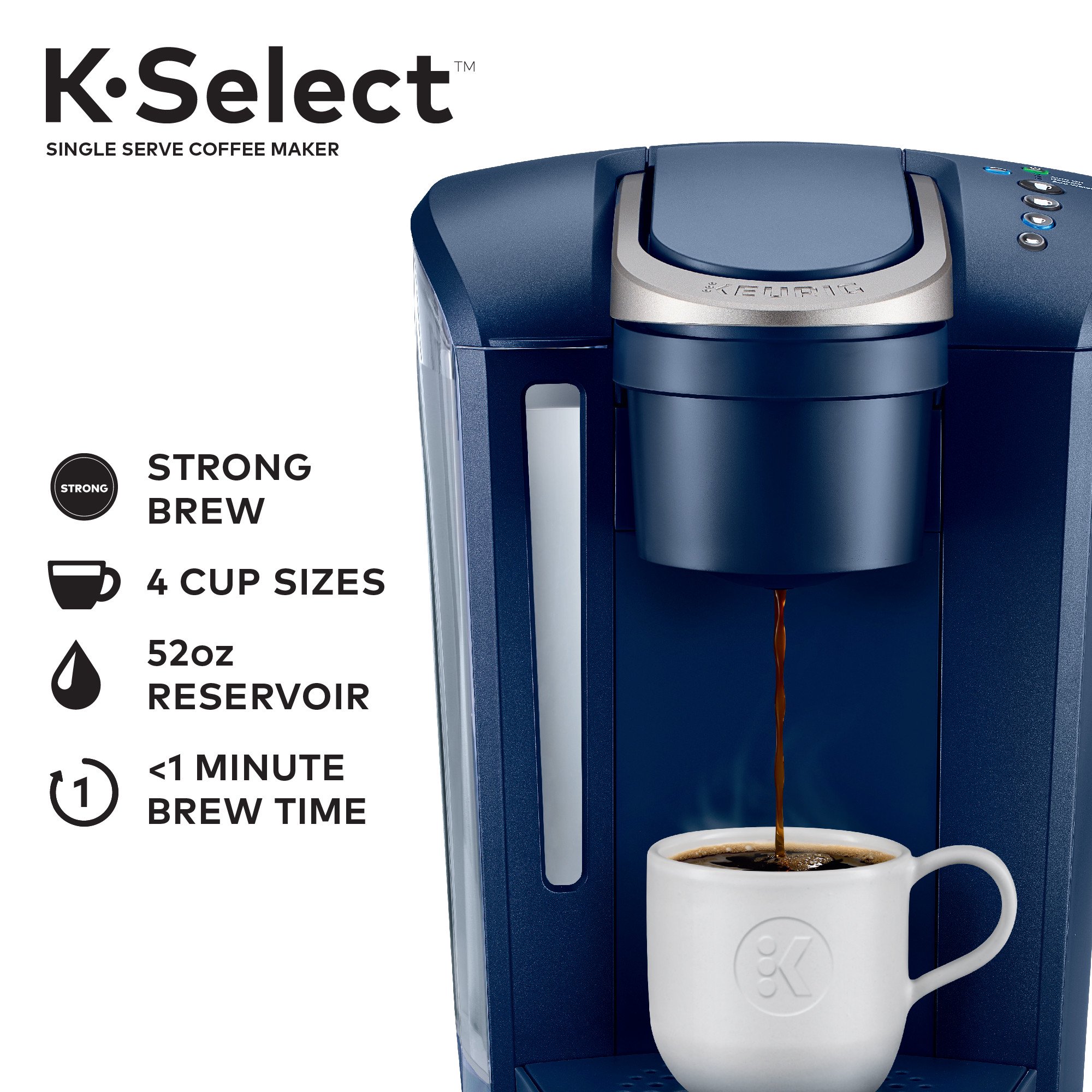 Keurig K-Select Single-Serve K-Cup Pod Coffee Maker. Matte Navy