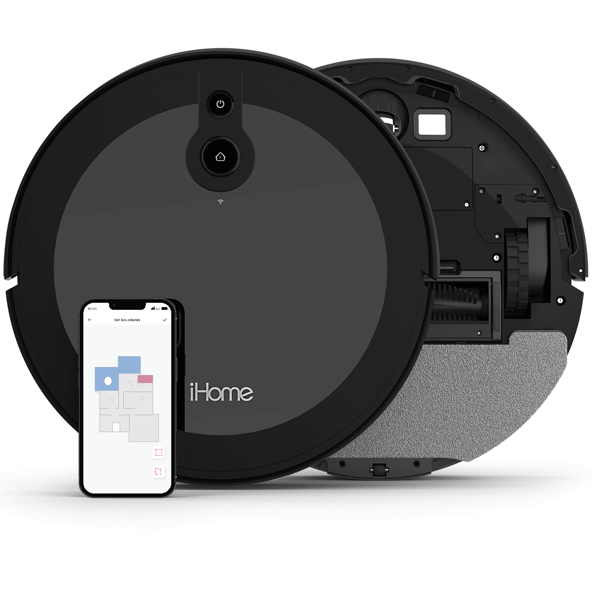 iHome AutoVac Luna 2-in-1 Robot Vacuum and Vibrating Mop with Front Laser Navigation