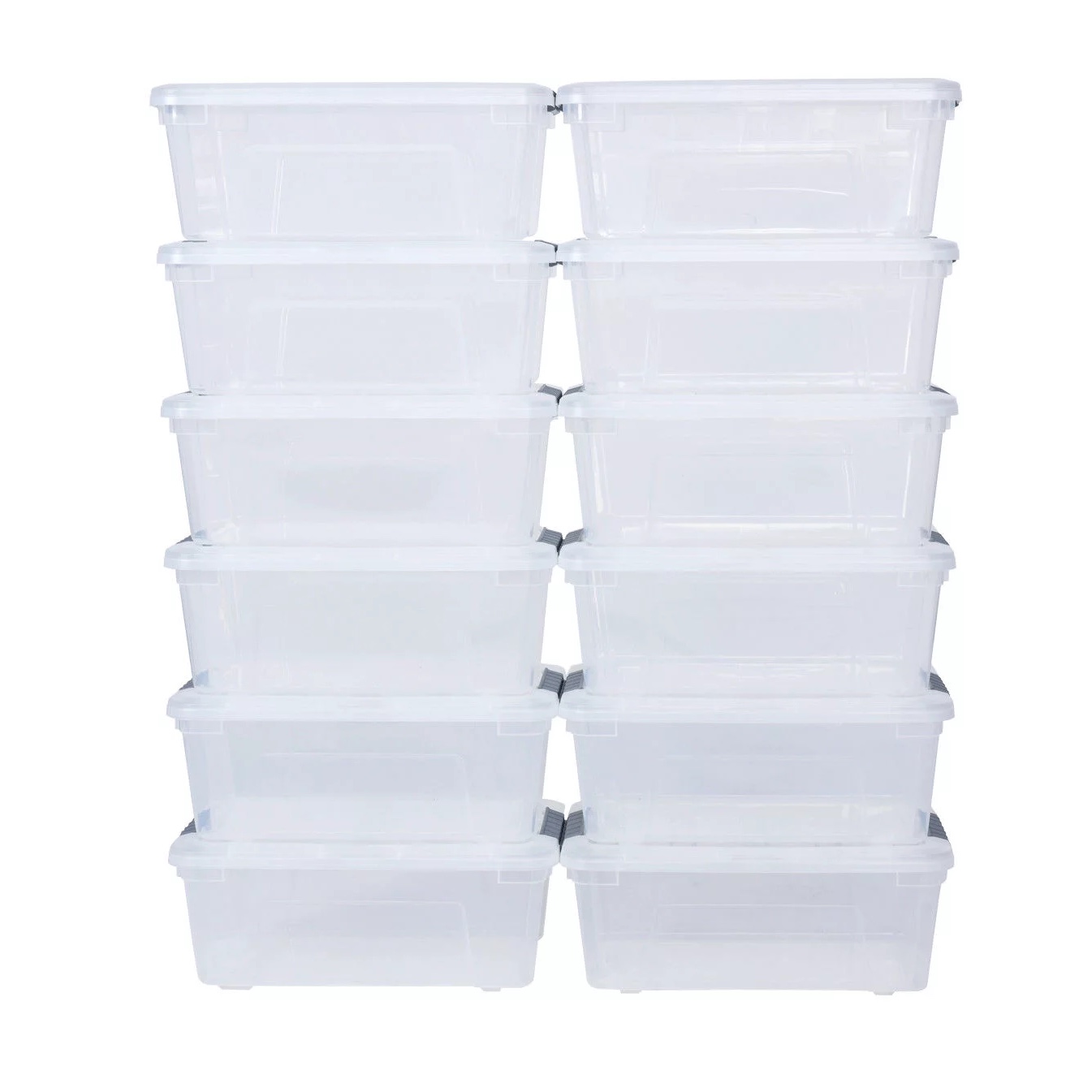 Costway 12 Pack Latch Stack Storage Box Tubs Bins Latches Handles. Clear