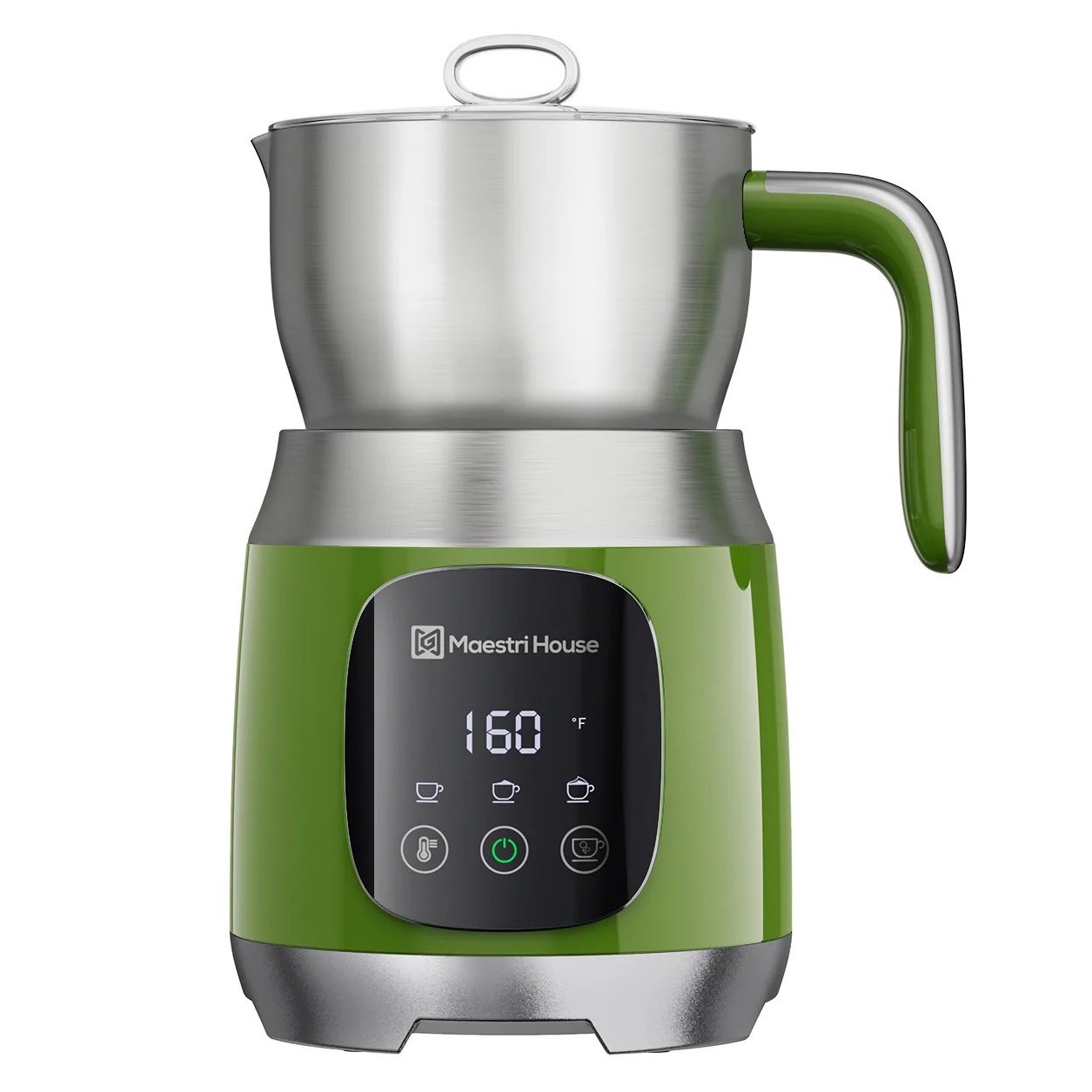 Maestri House 21 Oz Variable Temp and Froth Thickness Milk Frother and Steamer. Smart Touch Control. Maestri Green