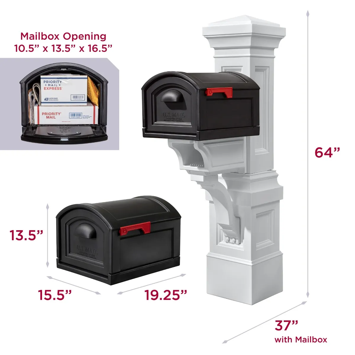 Step2 Atherton Grand Classic White Mail Post & XL Black Mailbox