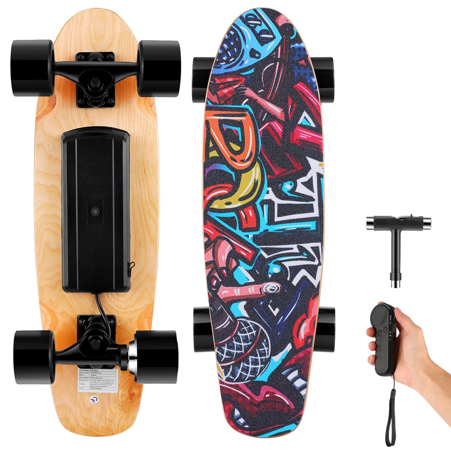 Wookrays 25.4″ Electric Skateboard with Remote Control