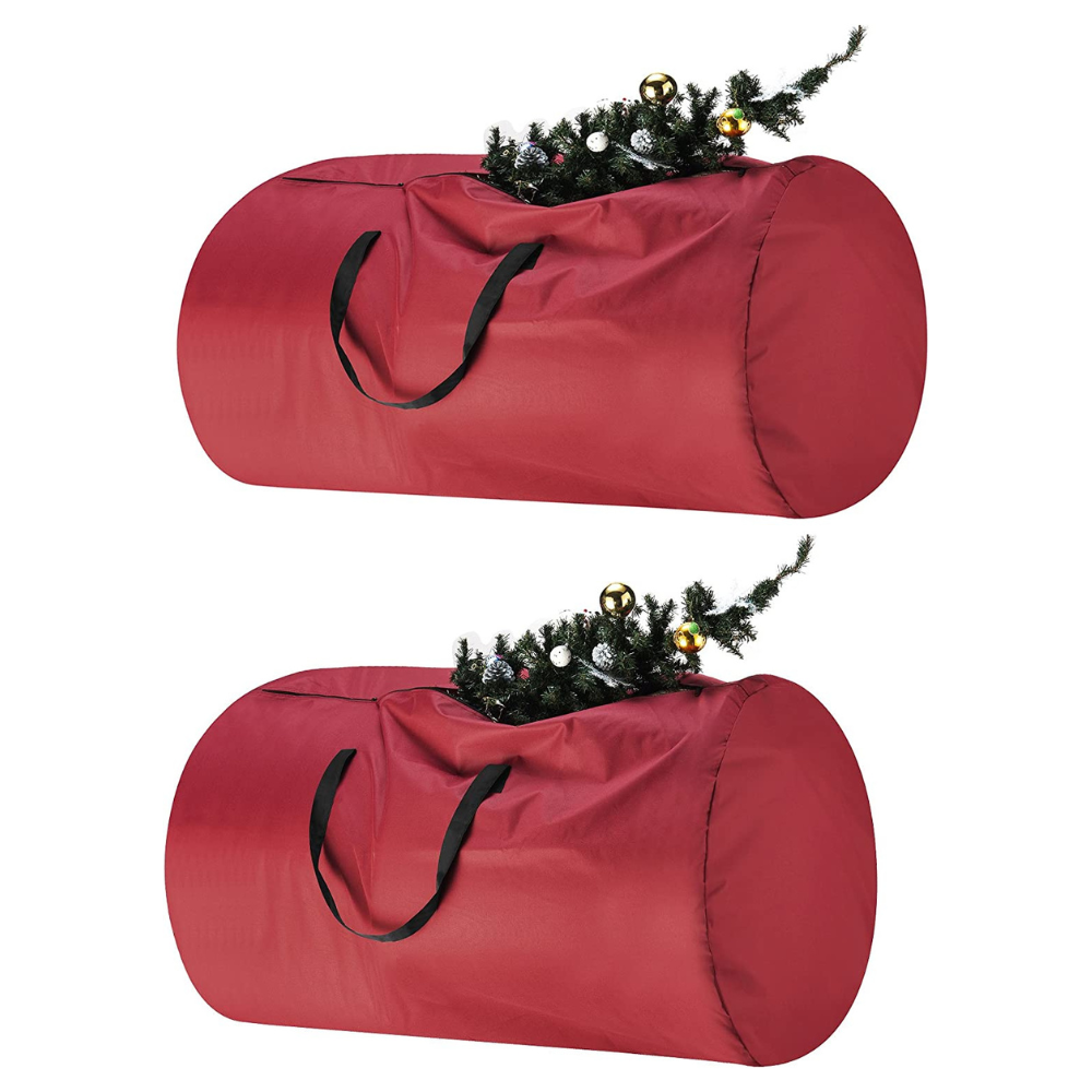 Tiny Tim Totes Christmas Tree Storage Bags for 7.5-16 Ft Artificial Trees. Premium Red Canvas. Set of 2