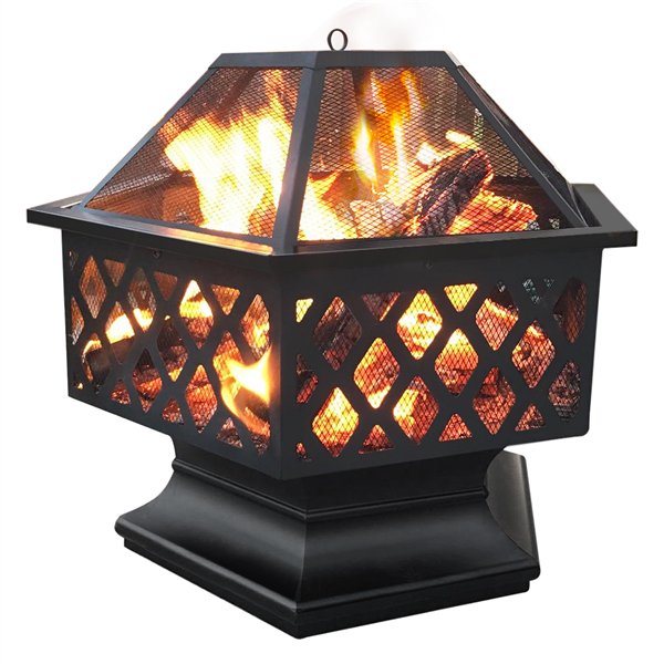 SmileMart 24-in Metal Fire Pit Garden Stove Brazier for Outdoor Patio Backyard Camping Garden