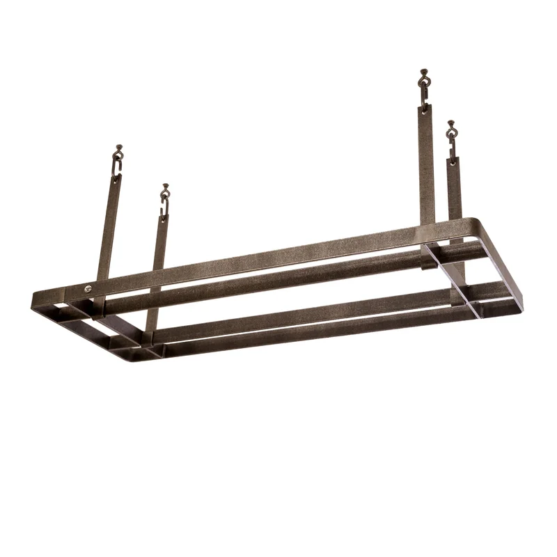 Enclume Premier Handcrafted All Bars Hanging Pot Rack. Hammered Steel