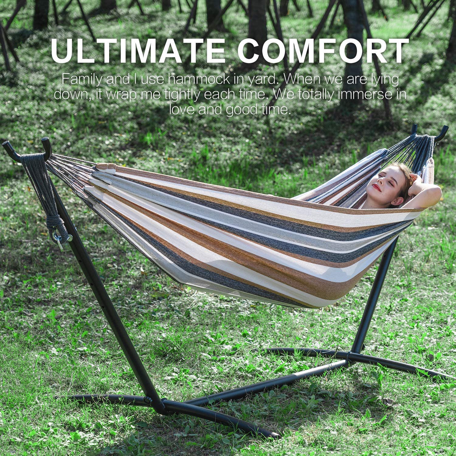 Sugift 2-Person Hammock. 450lb Capacity. Desert Stripes