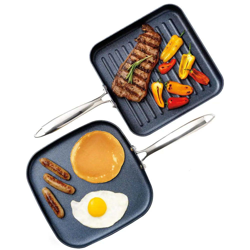 Granite Stone Diamond Professional 2-Piece 10.5 in. Nonstick Diamond Infused Grill and Griddle Pans Set