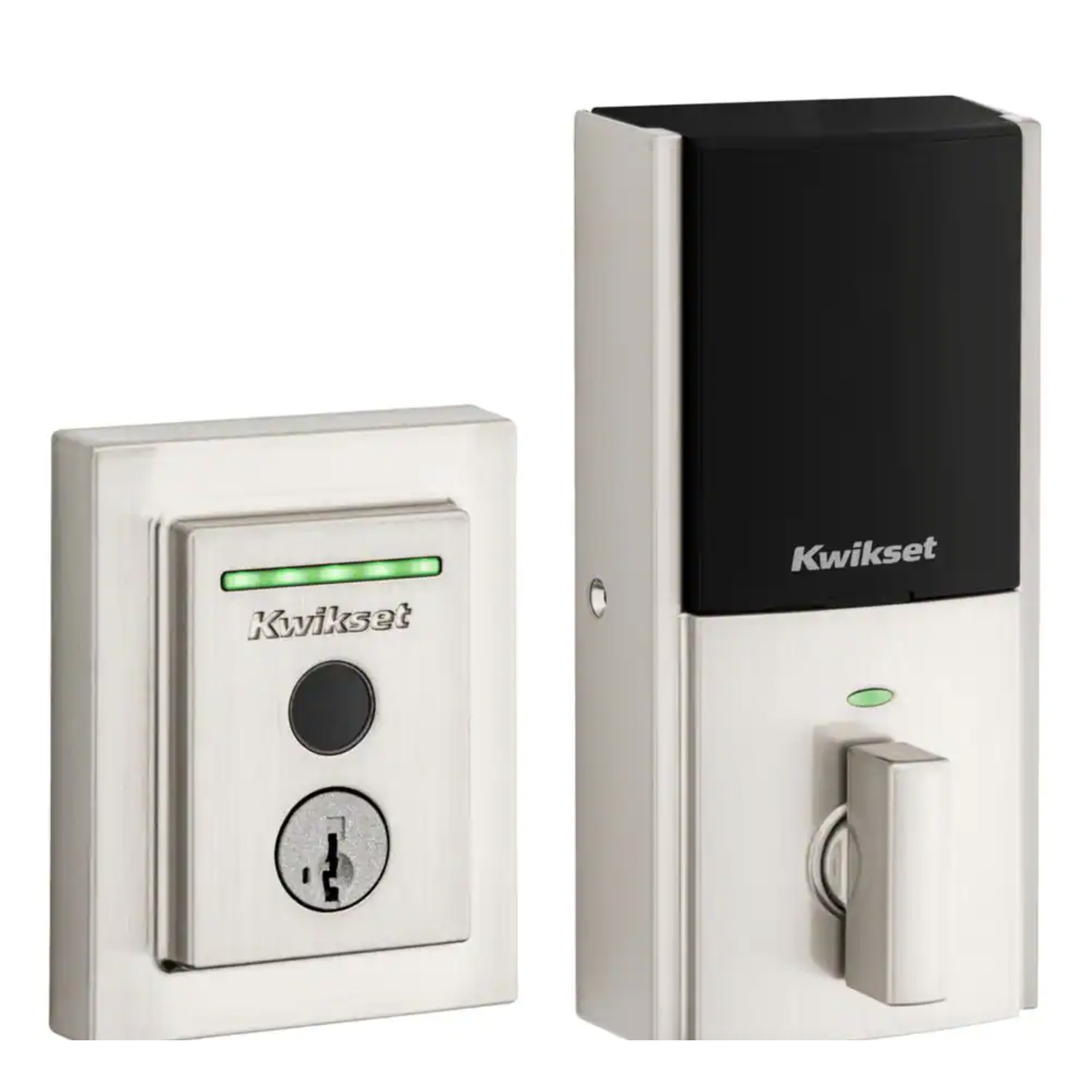 Kwikset Halo Touch Satin Nickel Contemporary Fingerprint Wi-Fi Electronic Smart Lock Deadbolt Featuring SmartKey Security