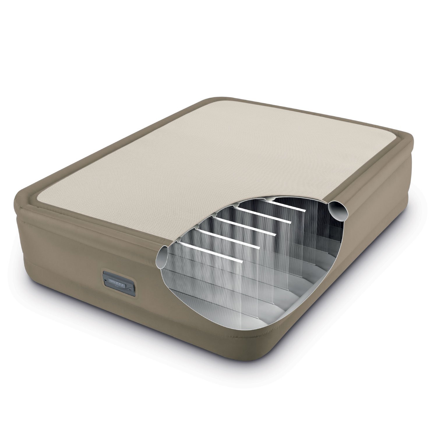 Intex Dura-Beam 20″ Thick PremAire ThermaLux Airbed Mattress with Digital Built-in Comfort Pump. Queen. Beige