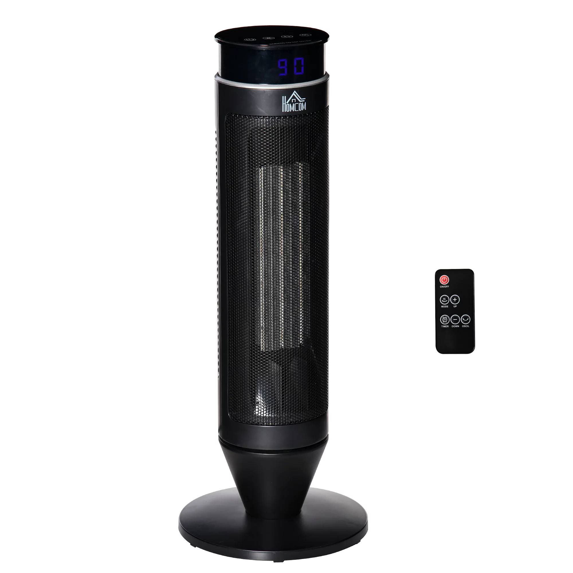 HomCom 21″ 1500W Portable Adjustable Electric Heater Tower Office Fan with Remote