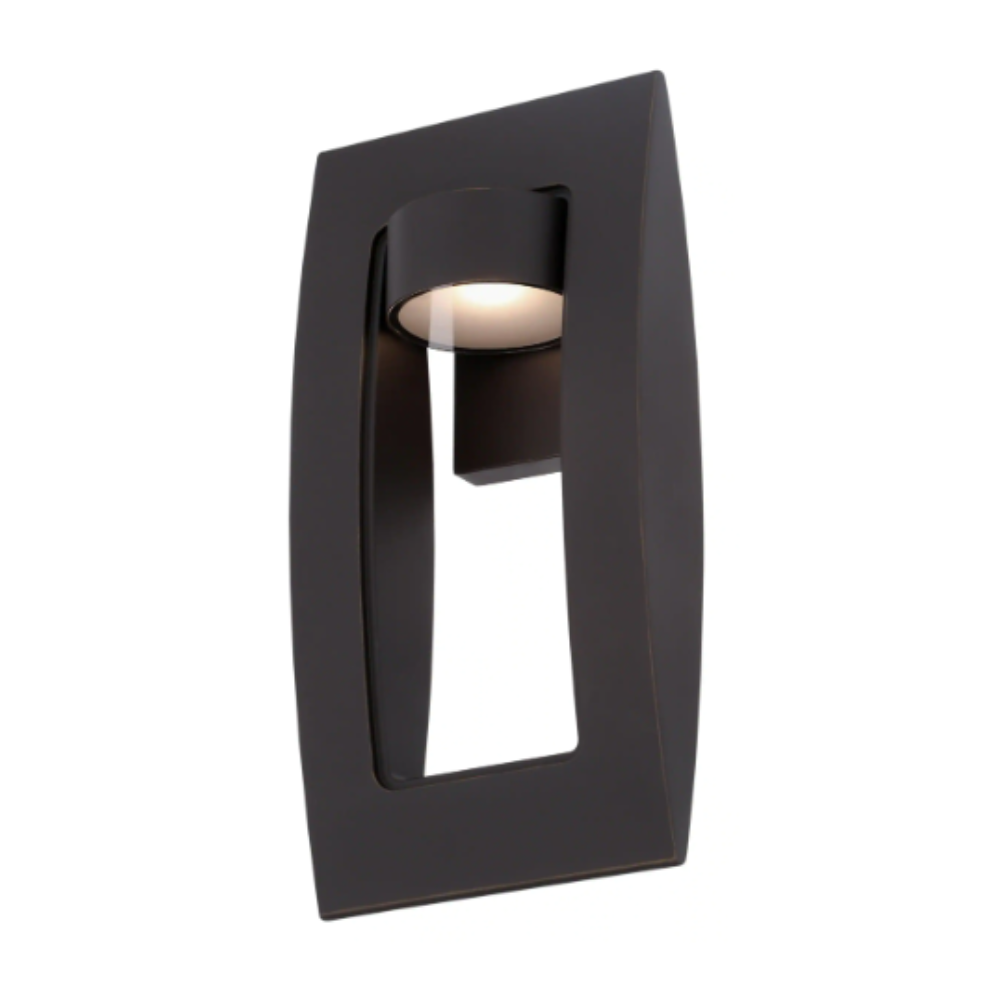 Home Decorators Collection Frolynn 1-Light Oil Rubbed Bronze with Gold Highlights Outdoor Integrated LED Wall Lantern Sconce with Etched Glass