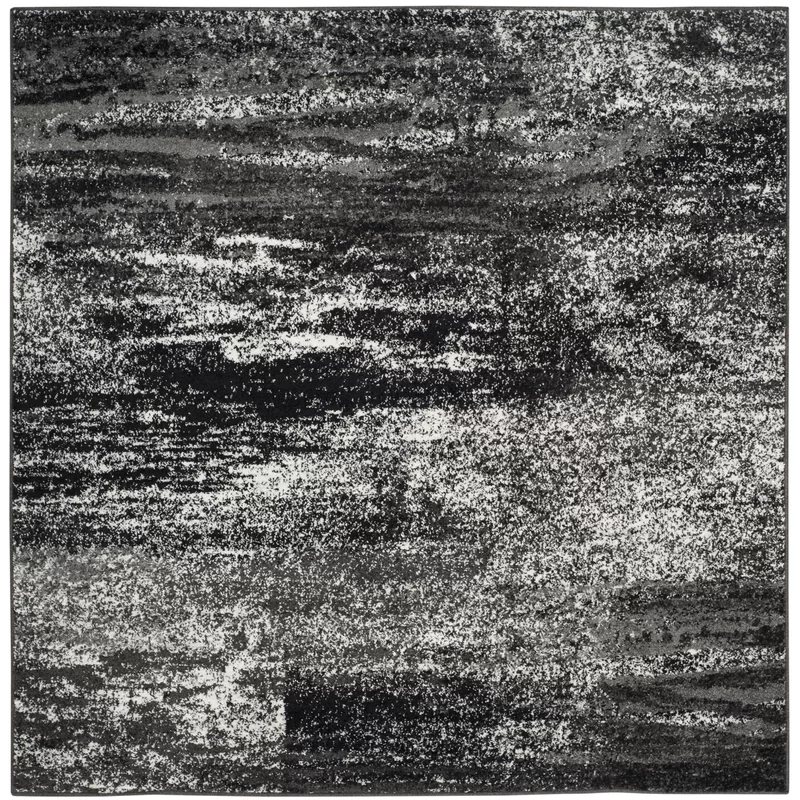 17 Stories Gicelle Abstract Silver/Black Area Rug