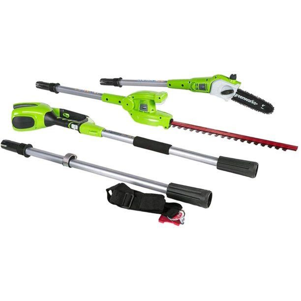 Greenworks 40V 8-inch Pole Saw And 20-inch Hedge Trimmer. Battery Not Included. 1300402