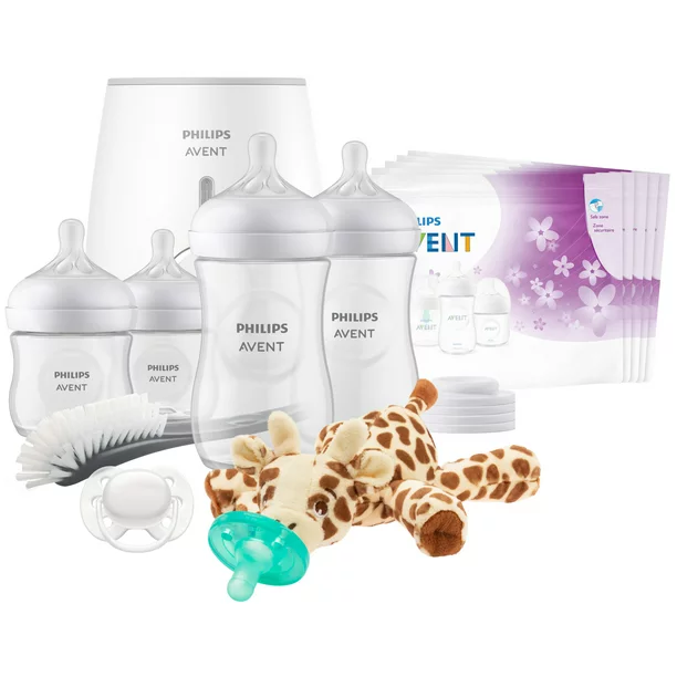 Philips Avent Natural With Natural Response Nipple. All In One Gift Set With Snuggle Giraffe. SCD839/01