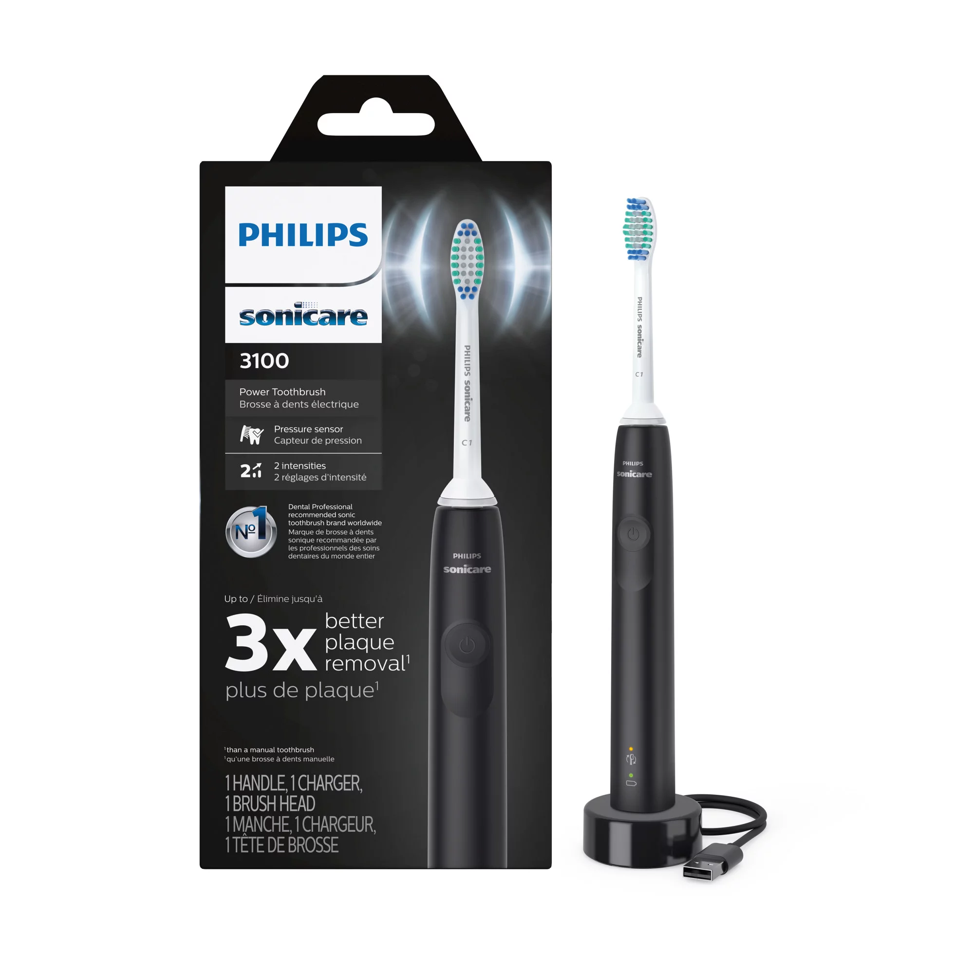 Philips Sonicare 3100 Rechargeable Electric Toothbrush. Black HX3681/04