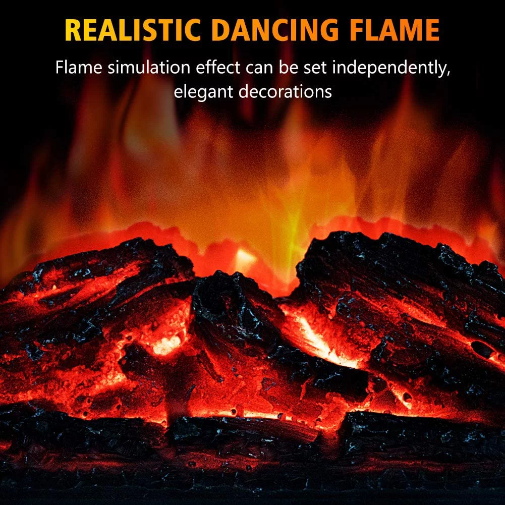 Sugift Electric Fireplace-Indoor Freestanding Space Heater with Faux Log and Flame Effect. Black