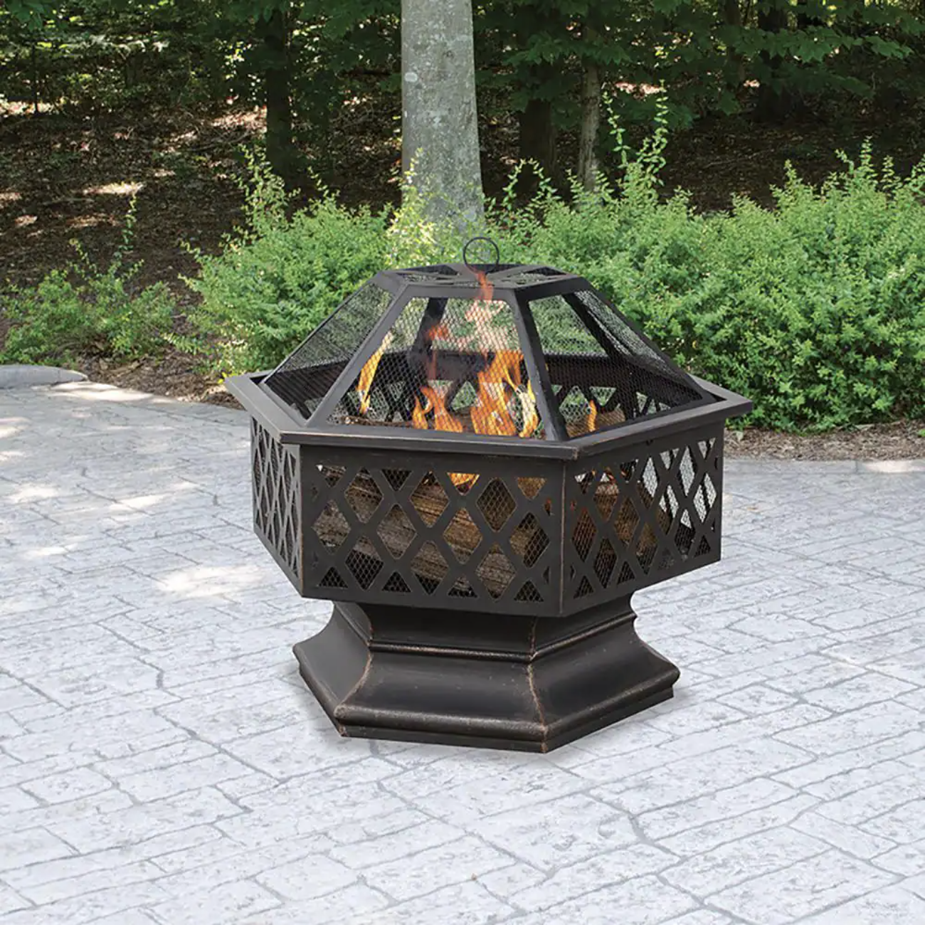 Endless Summer 24 in. Diameter Hex Shaped Lattice Fire Pit in Oil Rubbed Bronze