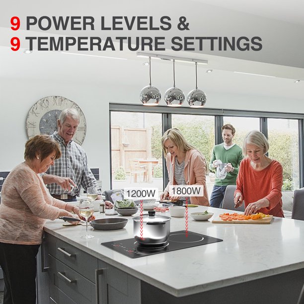 QTYANCY Induction Cooktop. 12 Inch Built-in Electric Stove. LED Sensor Touch Screen Hot Plate