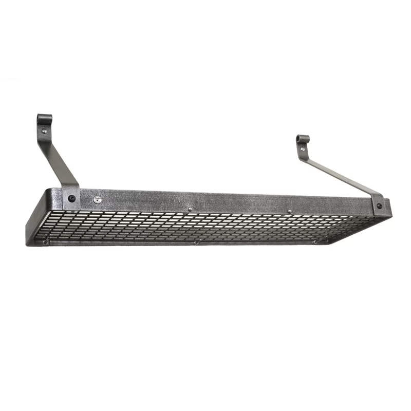 Enclume Gourmet Deep Bookshelf Handcrafted Wall Mounted Pot Rack. Hammered Steel. 17” H x 30” W x 13” D